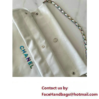 Chanel Shiny Calfskin  &  Rainbow Metal White 22 Small Handbag AS3260 2024